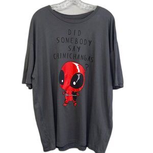Marvel Charcoal Deadpool Chibi Short Sleeve Graphic Tee Size XXL
